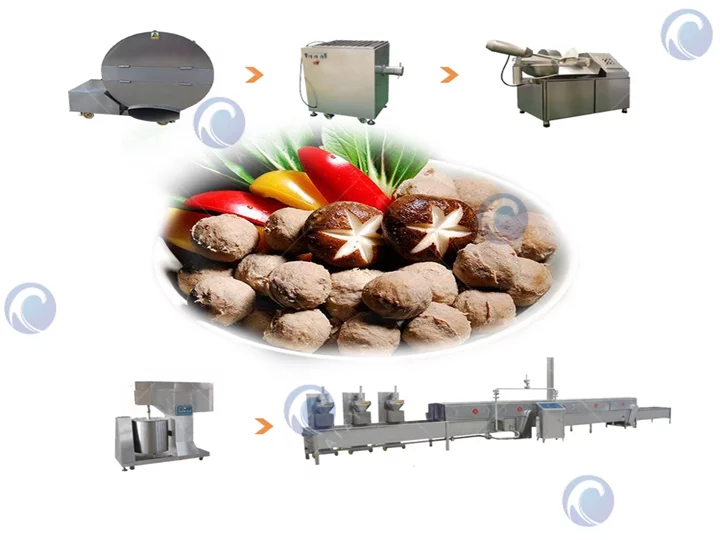 Garis proses mesin pembuat bebola daging